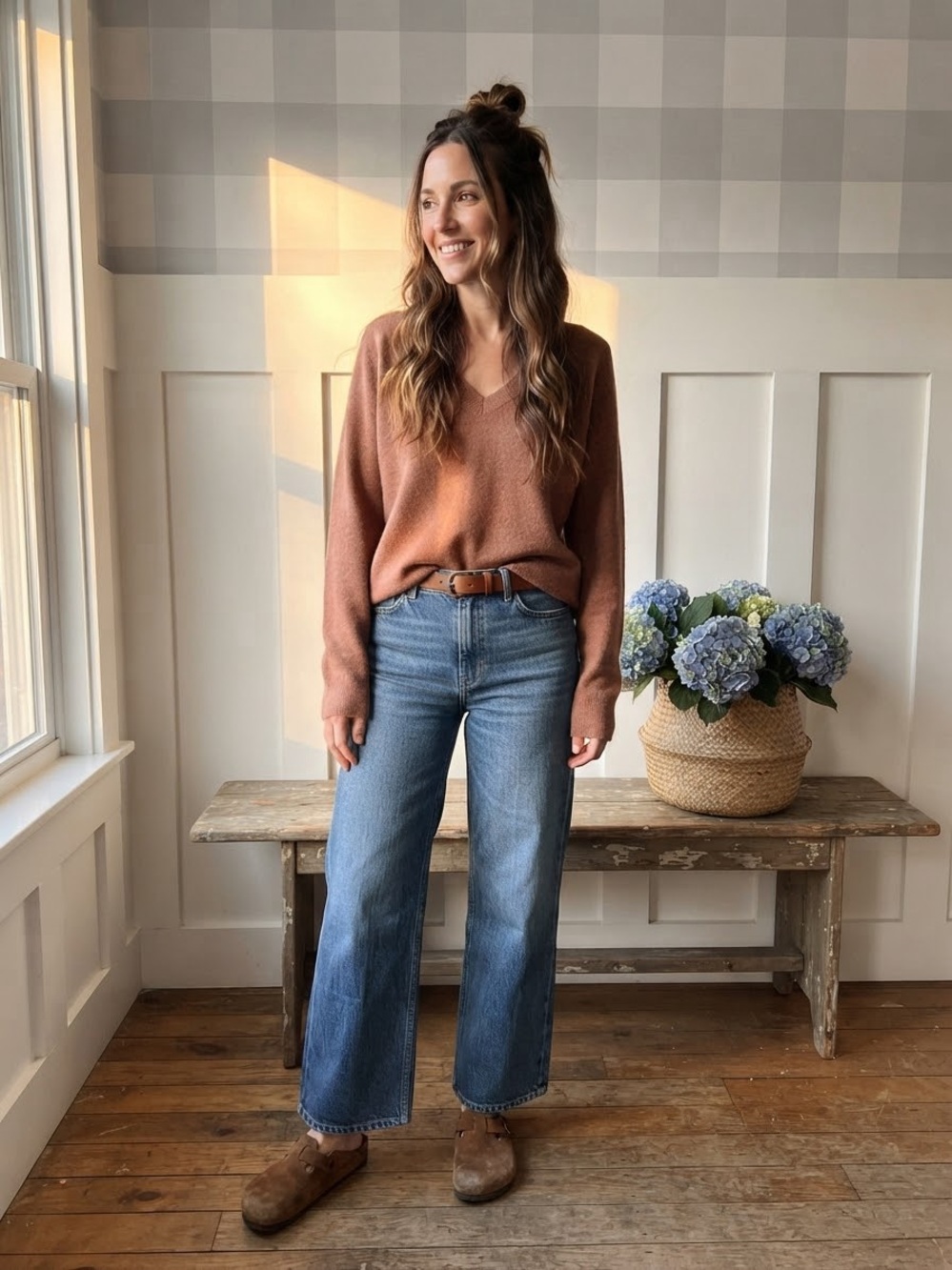 Vince Cashmere Rust Brown V-Neck Sweater